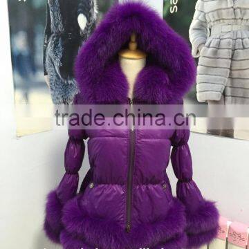 A lot of color women down coat&jacket with fox fur with hood made in China