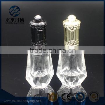 8ml unique diamond clear glass nail polish bottle with cap brush