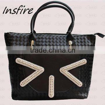 Alibaba China supplier cat kittey weave handbags braid shopping tote bag large