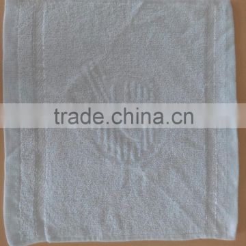 satin and jacquard towel with customer logo in the center,words inwoven