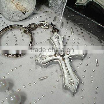 Metal Cross keychain With Split Ring