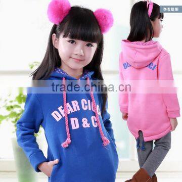 hot selling fleece printed kids girls hoodie crew neck sweatshirt with pockets