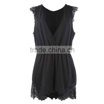 Women's Wholesale Clothing Jumpsuits Women, White Black Jumpsuits With Lace Insert photo-3