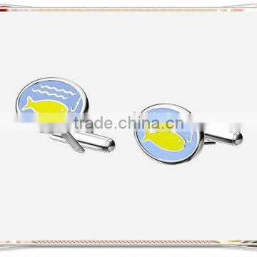 Manufacture 2013 cute fish cufflinks blanks enamel fashion