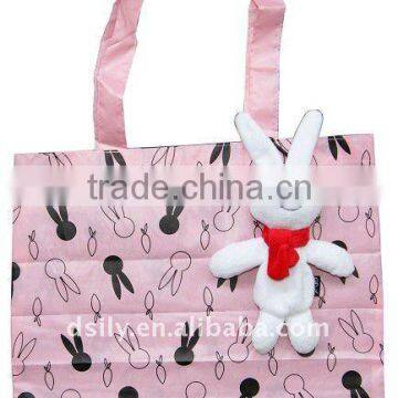 Cute Folding Shopping Bag Velvet with Poylester