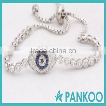 Turkish Handmade 925 Sterling Silver Blue Evil Eye Tennis Bracelet