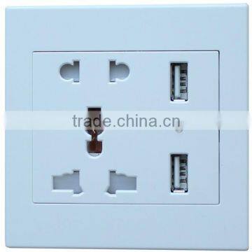 Factory price New design 250V 13A universal multifunction electric power europe micro dual usb wall socket with CE,ROHS