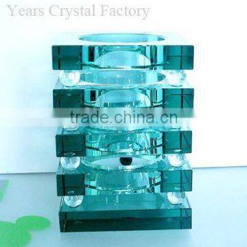 cube shaped crystal glass desktop pen holder