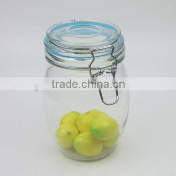 900ml Clear Glass Candy Cookie Jar with Glass Lid and Silicon Ring