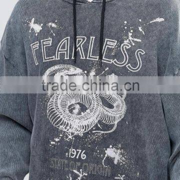 Daijun Good Quality Men Grey 100% Cotton Hood String With Hood no Zipper Water Mark Logo Custom Hoodie photo-3