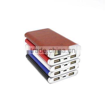 High quality Li-polymer battery Charger Universal 6000mAh power bank charger external Leather mobile phone battery USB charger