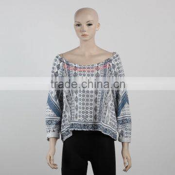 F5W14363 New Style Women Oversize Geometric Printed Tops