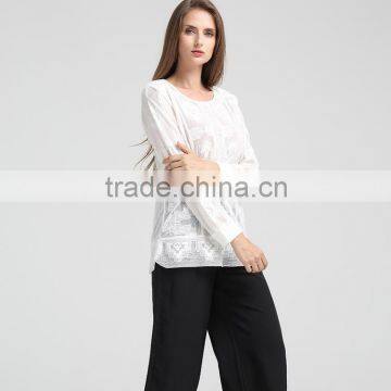 Women Full Embroidery Light Knit Blouse photo-6