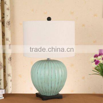 CE SAA CCC CUL aquamarine pumpkin polyresin table light with cylinder shade