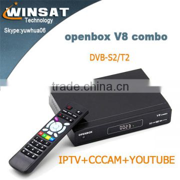 v8 combo hd satellite internet receiver DVB-S2/T2 mpeg4 iptv set top box with cccam cline Biss Key Youtube