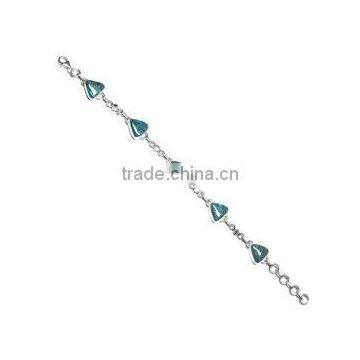 Natural BLUE COPPER TOPAZ, BLUE TOPAZ Sterling Silver Bracelet