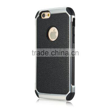 Lichi Texture Hybird TPU+PC Armor Case for IPhone 6 6s 6 Plus 6s Plus Samsung s7 S7edge 2 in 1 Electroplating Cases