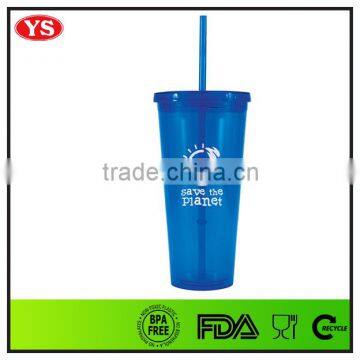 Bpa Free Insulated Double Wall 24oz Colored Acrylic Tumbler With Straw photo-4