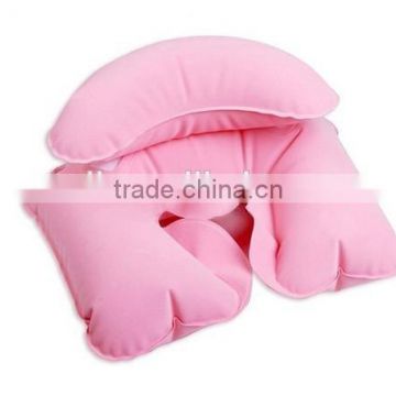 pvc with pile coating inflatable neck pillow/inflatable travel pillow