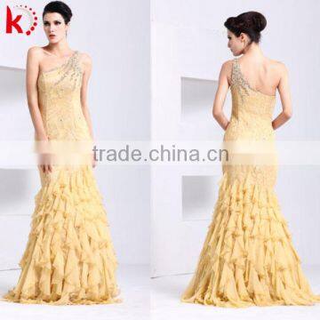 New design formal beaded sexy backless peacock feather dress