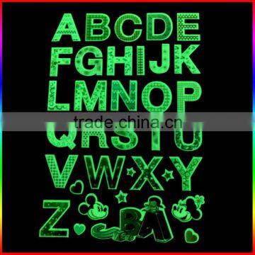 high quality glow in the dark letter cartoon stickers