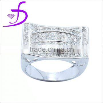 Wholesale Micro pave setting 925 sterling silver jewelry thick men ring