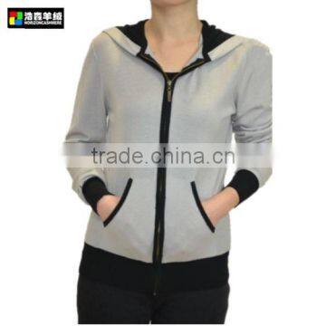 Cashmere Woman Basic Hoodie Sweater Coat, Women Wool Stripe Sweater