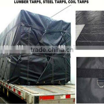 Heavy Duty Lumber Tarp - 24' x 27' (8' Drop & Flap) - 18oz Black Tarp