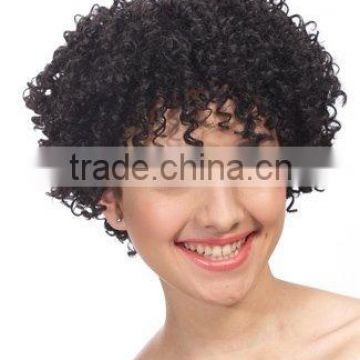 Ladies short black afro curly african american full lace wigs