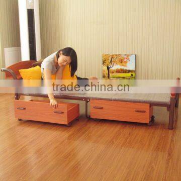Single Metal Bed With Wood Drawers