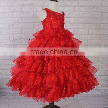 Red Ruffles Skirt Sequins Bling Bling Ball Gown Customized Flower Girl Dress FGZ06 Cutest Girls Dresses Ever !