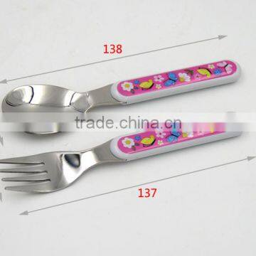 BPA free safe design easy holding cutlery set of spoon and fork set for kids