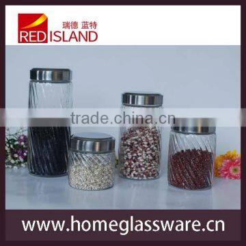 Glass storage jars sets with metal lid