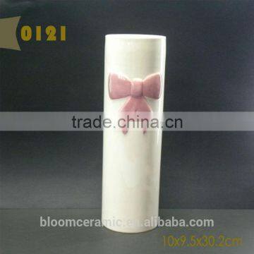 Pink bow flower vase painting designs