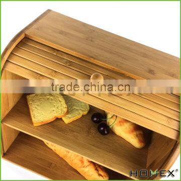 Bamboo double bread box with bamboo lid Homex-BSCI