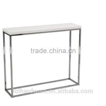 Euro Style stainless steel base Console Table, White Lacquer top