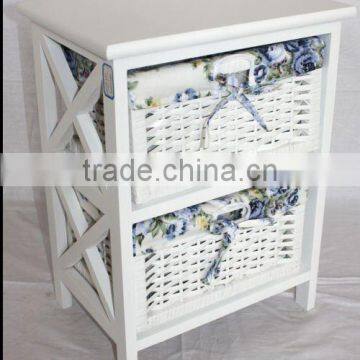 Wooden & Willow Low Storage Cabinet With Drawers