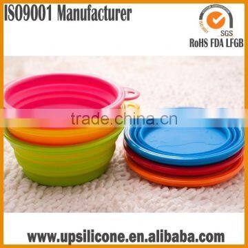 folding collapsible travel silicone pet bowl