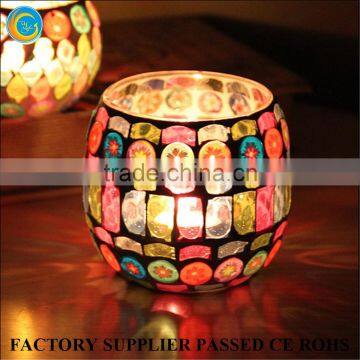 Round glass mosaic candle holders