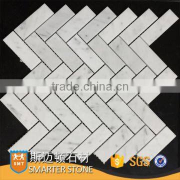 White carrara mosaic herringbone parquet flooring thickness 1cm