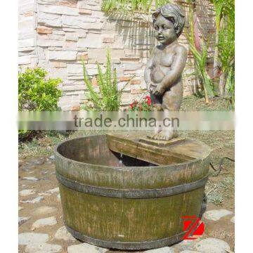 outdoor fiberglass boy peeing fountain