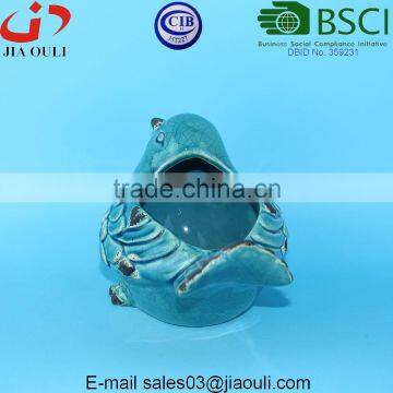 BSCI Audit Factory Antique Style Garden Decor Ceramic Bird, Garden Planter Bird photo-3