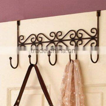 Metal Wire Over the Door Hanging Coat Clothes Rack Holder 5 Hook