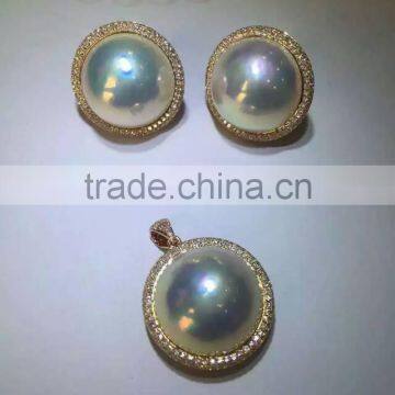 20-21mm Seawater Mabe Pearl Earring photo-5