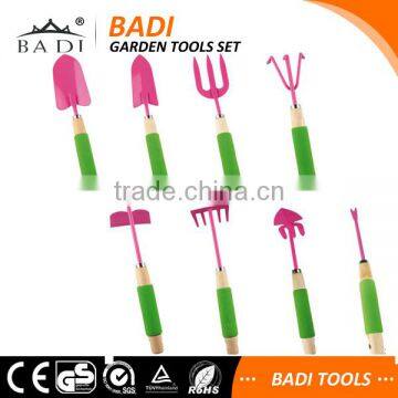 8 pieces wood handle garden rake shovel weeder hoe fork set with sponge cover