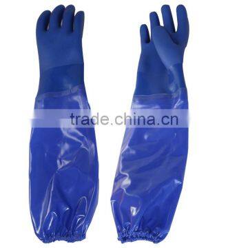 NMSAFETY anti oil blue PVC gloves with long cuff for fishing