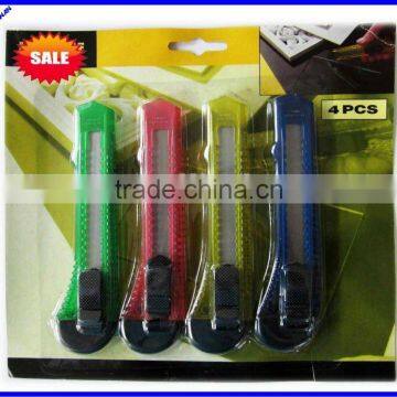 Different colors 4pcs utiity knife set with factory price