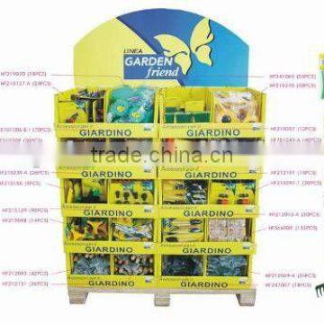 Supermarket multi-cells corrugated cardboard display pallet for Garden