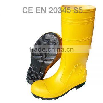 yellow color heavy duty pvc safety gumboots for industrial work