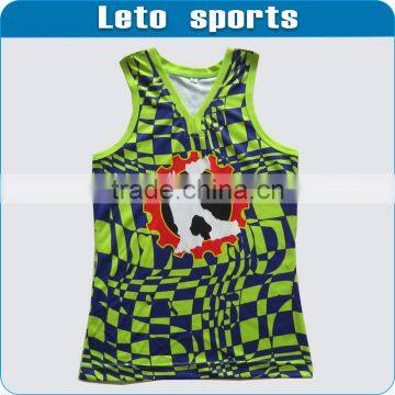 Y back green camo singlet